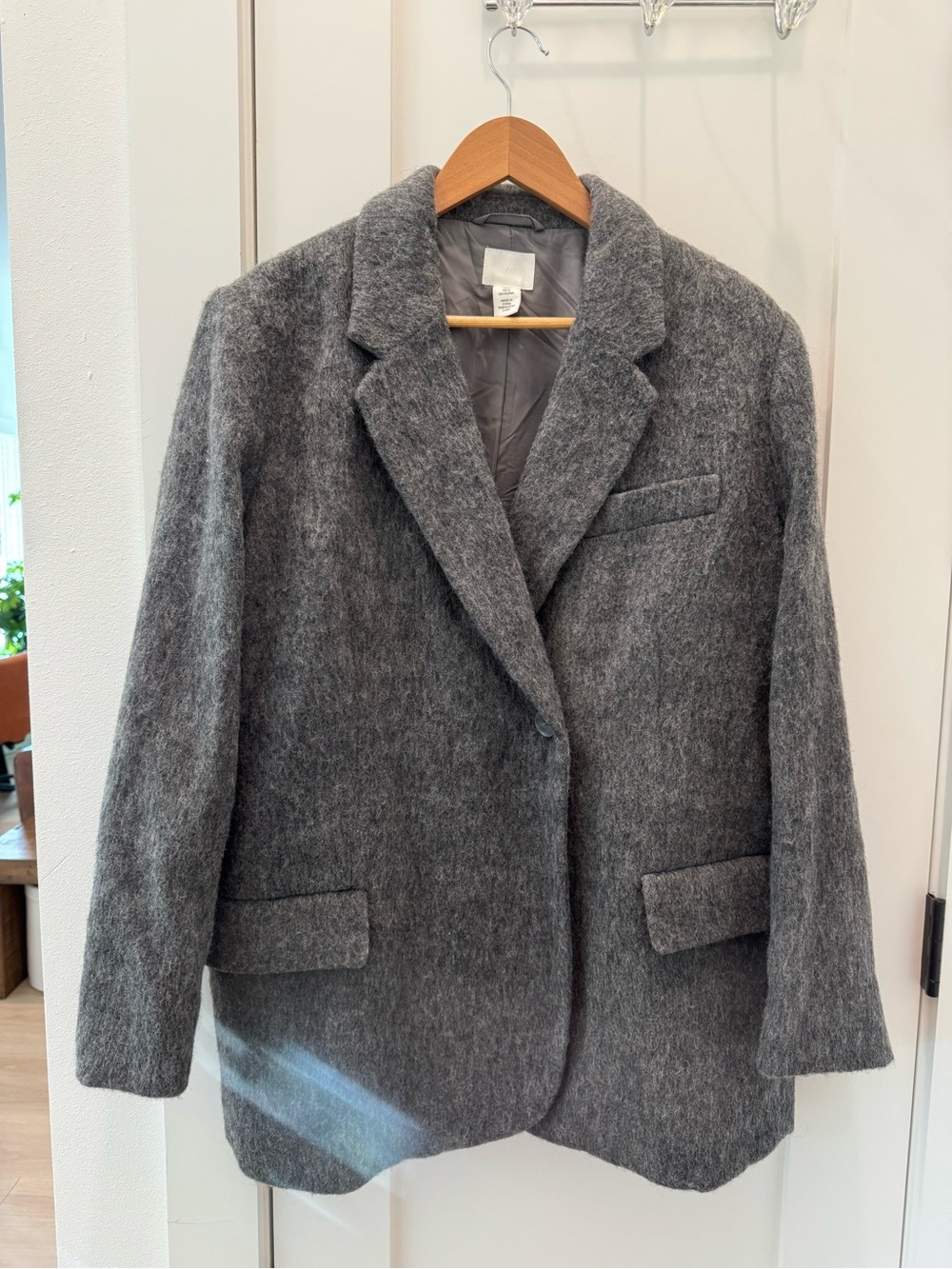 Women's Gray Wool-Blend Coat H&M Medium